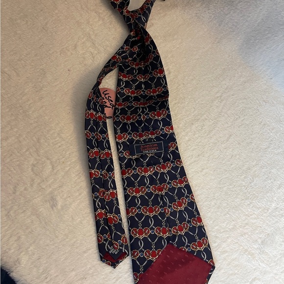 Stylish Navy and Red Patterned Men's Tie - Picture 3 of 6